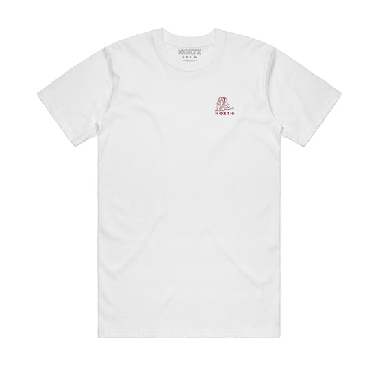North Zodiac Logo Embroidery T-Shirt - White/Burgundy